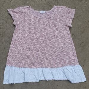 ODDY eyelet trim short sleeve sweater pink medium